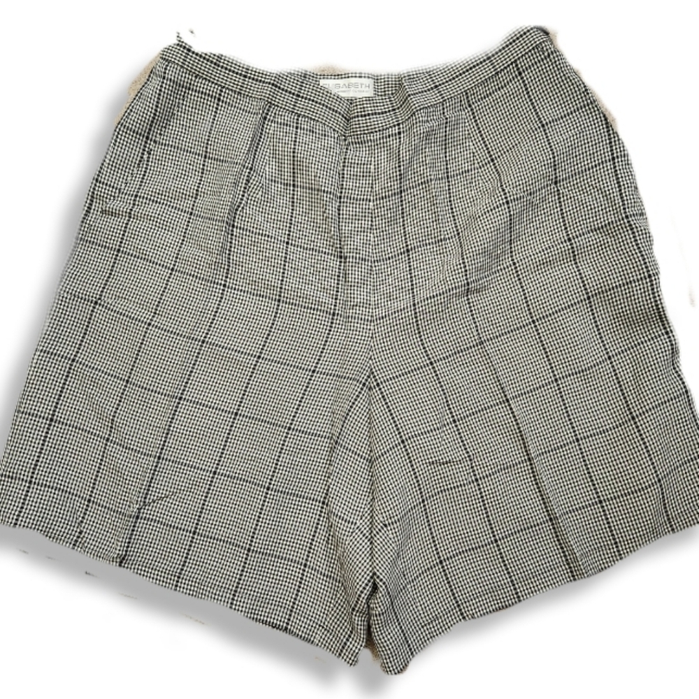 Elizabeth a Liz Clairborne Company Black White Checkered Shorts 18